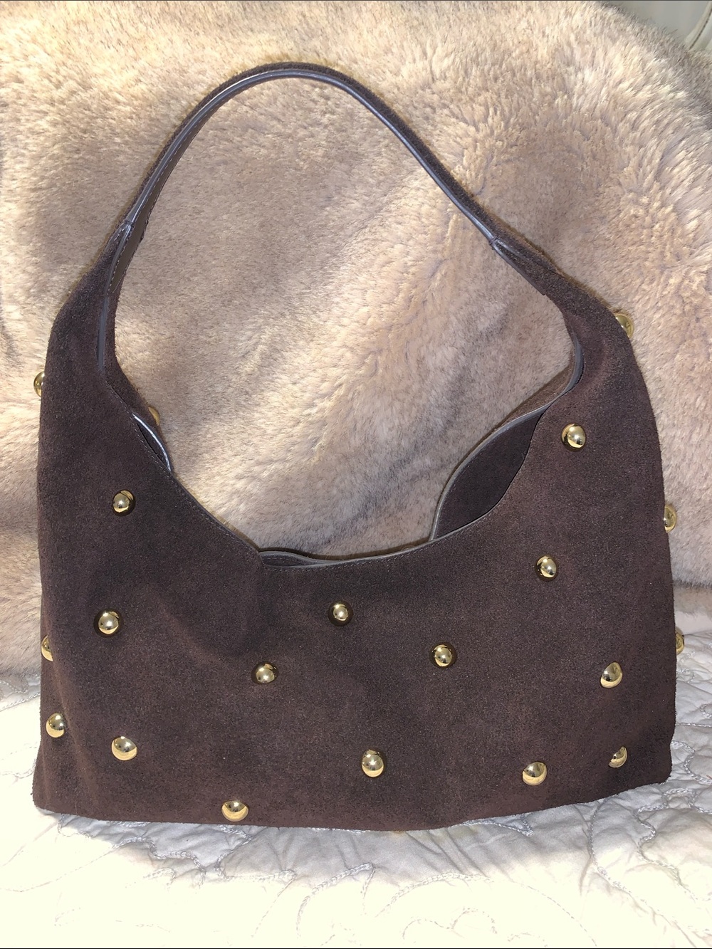 Madewell Brown Studded Suede Shoulder Bag - Picture 3 of 5
